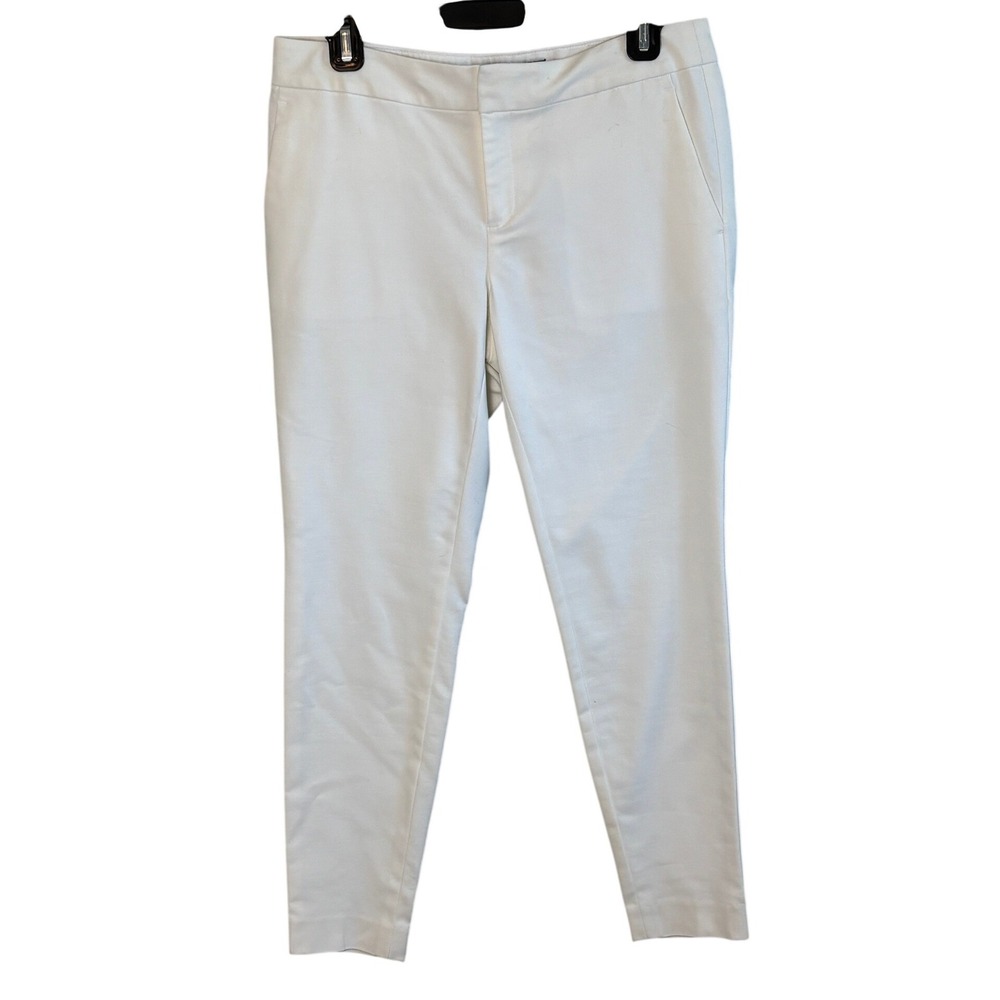 Banana Republic Hampton Fit White Slim Tapered Ankle Pants 4 Cotton Stretch
